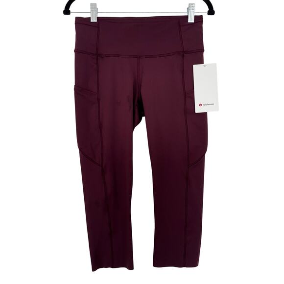 Lululemon Fast and Free High Rise Crop Leggings 19" in Burgundy | 8 NWT - Picture 1 of 9